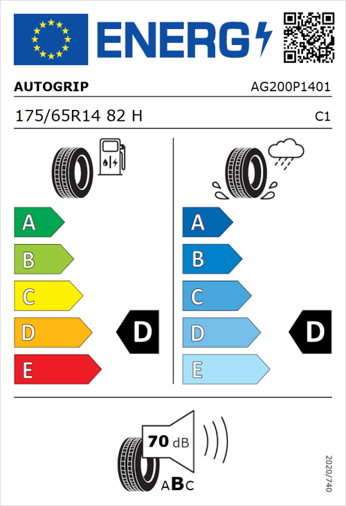 Tyre Label for Autogrip Grip 200 175/65R14 82H