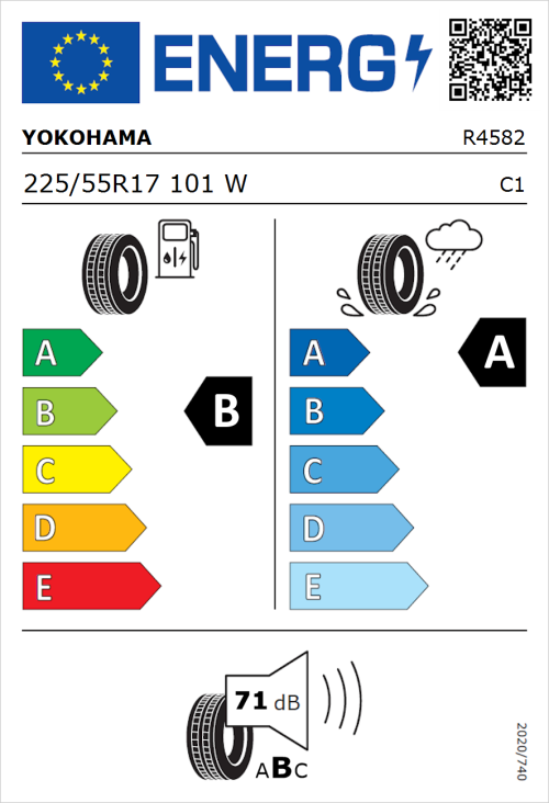 Tyre Label for Yokohama Bluearth-GT AE51 225/55R17 101W